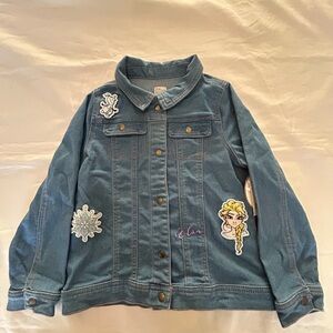Disney Frozen Elsa Olaf Snowflake Denim Jacket Tutu Couture Girls Size 10 NWT